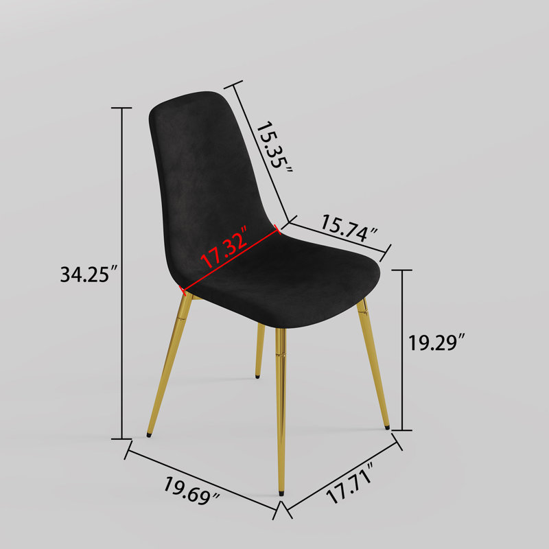 Chaise d'appoint en velours 19,3 po H , Noir, Doré