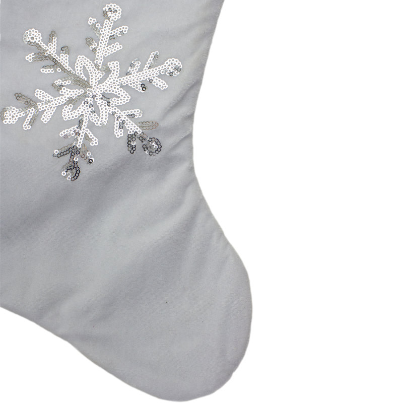 Chaussette de Noël blanche 20 "avec paillettes argentées
