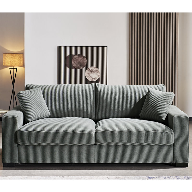 Keryis 89'' Corduroy Sofa, Gray Corduroy