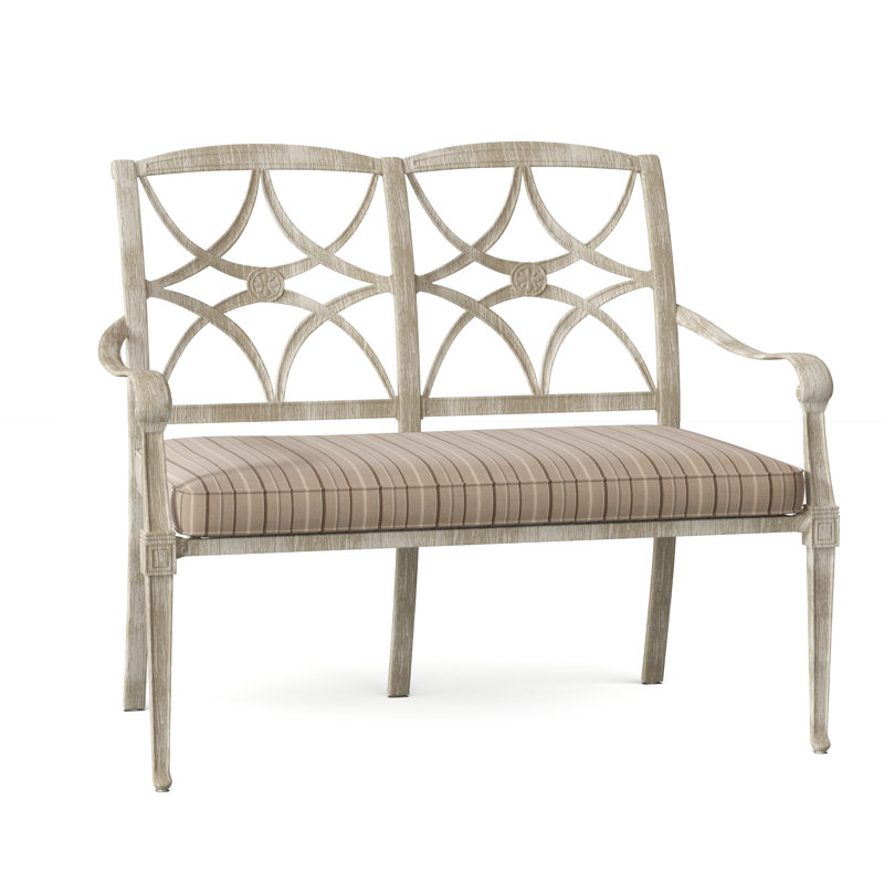 Banc de jardin en aluminium Wiltshire, Étain, Sunbrella® à rayures de casino - dunes