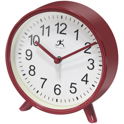 Table Clock Round Plastic Tabletop Clock with Alarm Function 5.75 Inches