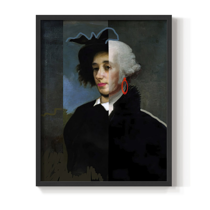 Reproduction encadrée CheekyMasterGeorge - bois massif, Noir, noir, noir, noir, H 21 po x l 17 po
