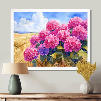 «Hydrangeas In The Grain Field III - Hydrangea», art mural sur toile