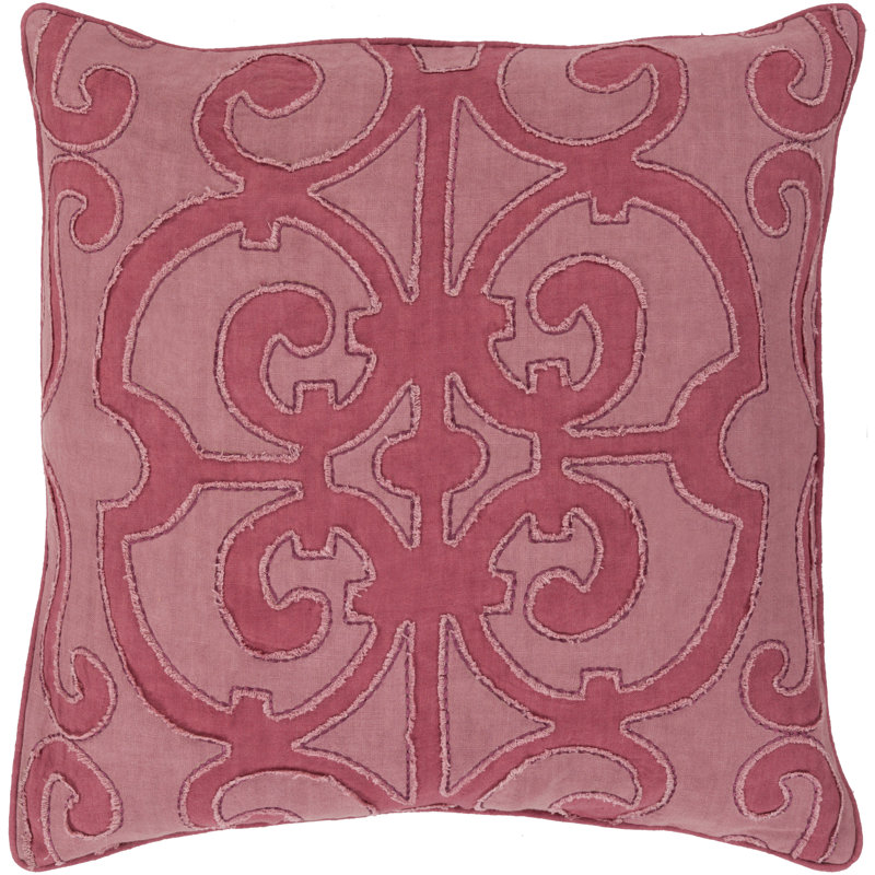  Coussin Lin, 22 po x 22 po, Rose, Housse de coussin seulement - sans insert