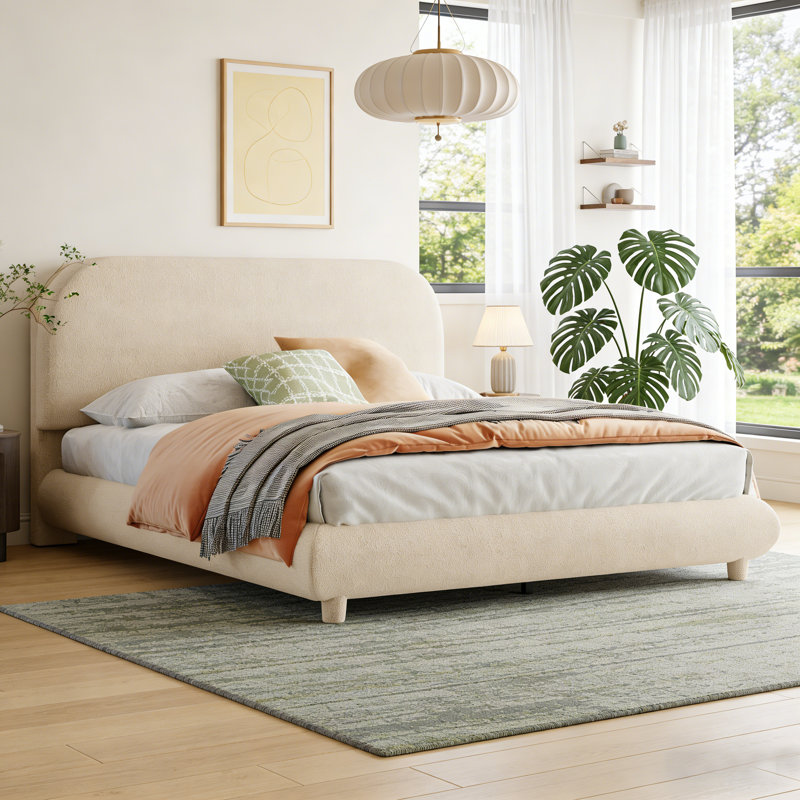 Lit plateforme tapissier avec tissu épais