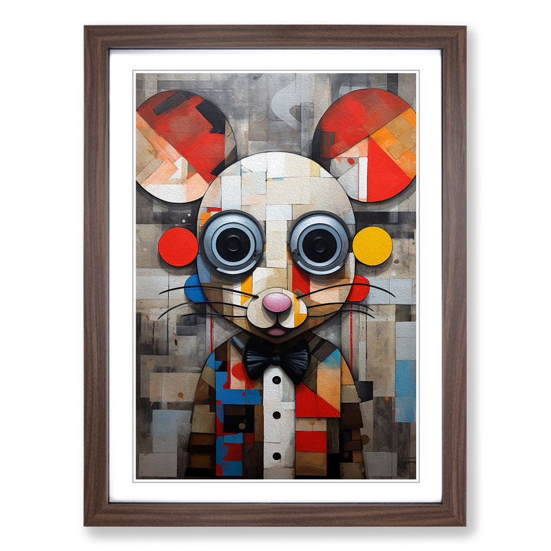 Mouse Constructivism No.4 - Single Picture Frame Print on Wood, 34cm H x 25cm W x 2cm D, Walnut Framed