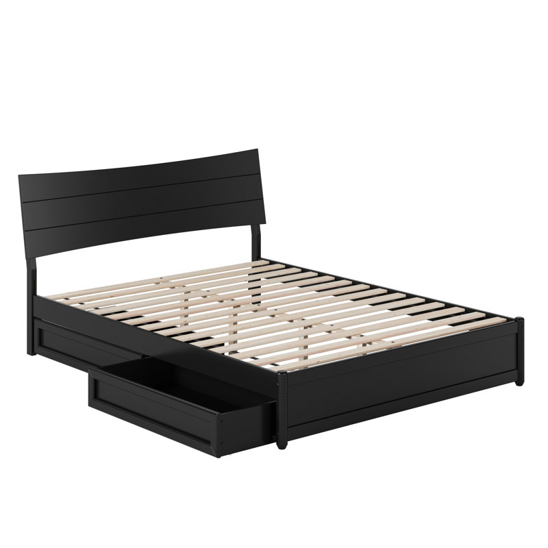 Harlowe Wood Platform Bed with Storage Drawers, Black, Queen