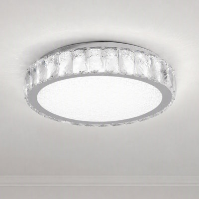 Plafonnier DEL moderne chromé cristal de 14 pouces, petit luminaire encastré pour chambre à coucher