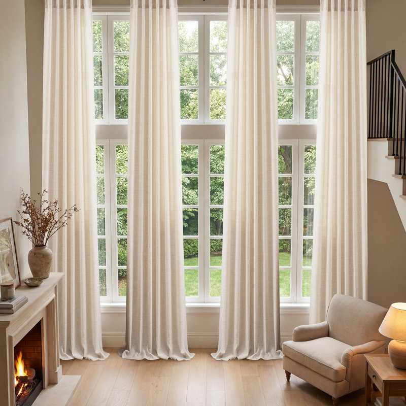 Aarush Sheer Curtain Pair, 52" W x 180" L, beige
