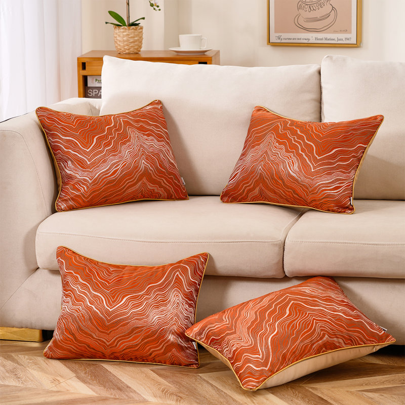 Abstract Throw Pillow, Orange, Polyester/Polyfill