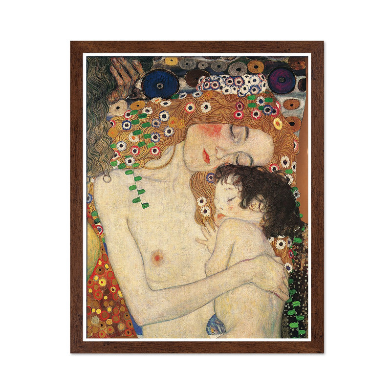 Gustav Klimt - Mère et enfant, Affiche, H 24 po x l 32 po, Encadrement brun