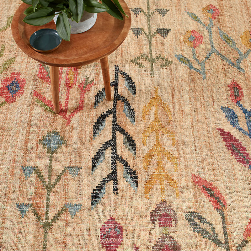 Tapis en jute tissé à la main Folk, Rectangle 8 pi 6 po x 11 pi 6 po