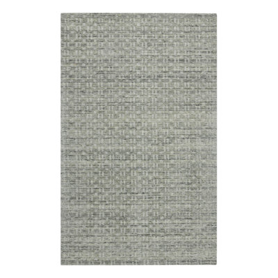 Tapis géométrique en laine noué à la main gris / noir Sieda