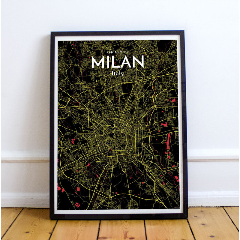 Milan City Map - No Frame Print, 50.8cm H x 40.6cm W x 0.13cm D x 0.13 cm D