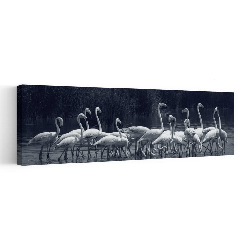 Elegant Flamingo Flock 1 Piece Wrapped Canvas Panoramic Wall Art, 152.4 cm H x 50.8 cm W