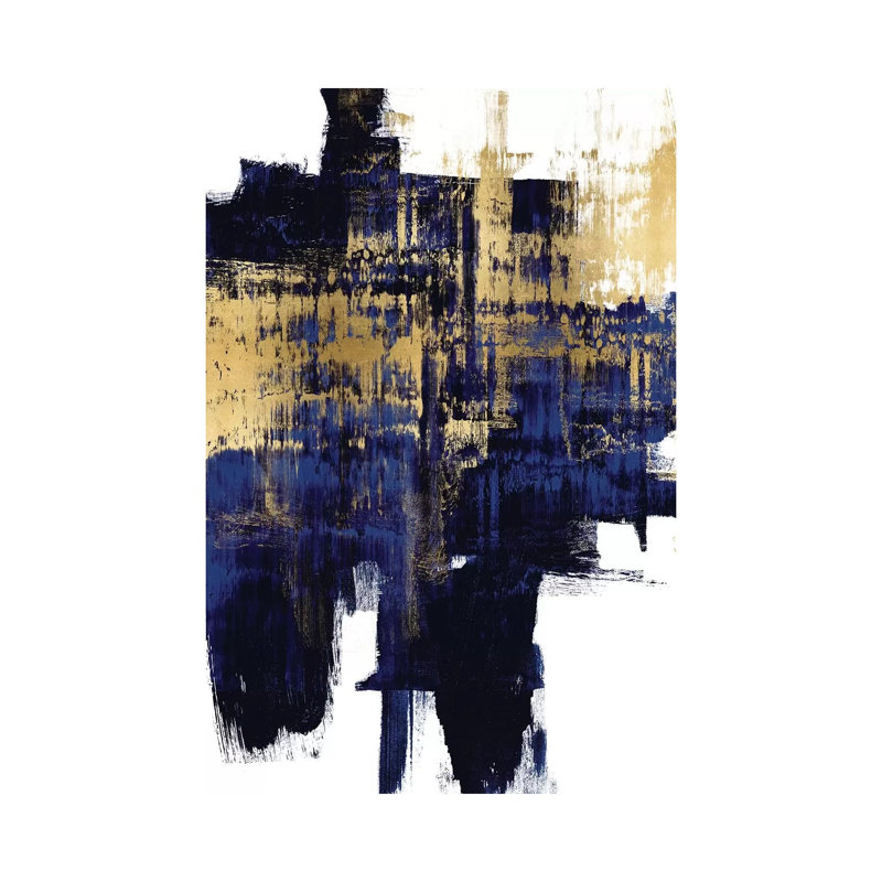 Dynamic Gold On Blue I by Alex Wise - Wrapped Canvas Print, 66.04 cm H x 45.72 cm W x 3.175 cm D