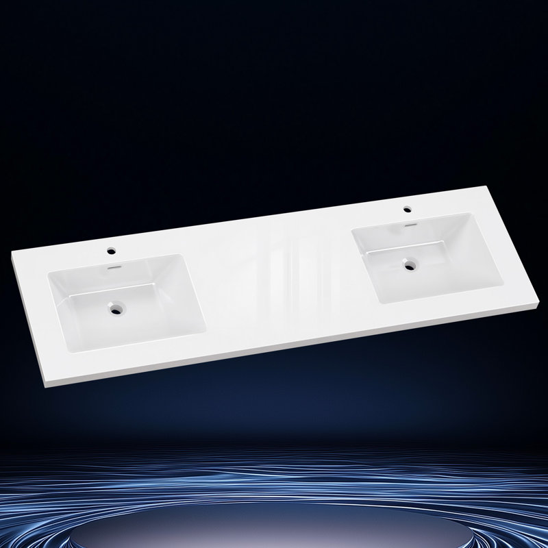  72 po X P 22 po D Surface de meuble-lavabo rectangulaire blanche à surface solide avec comptoir de salle de bain