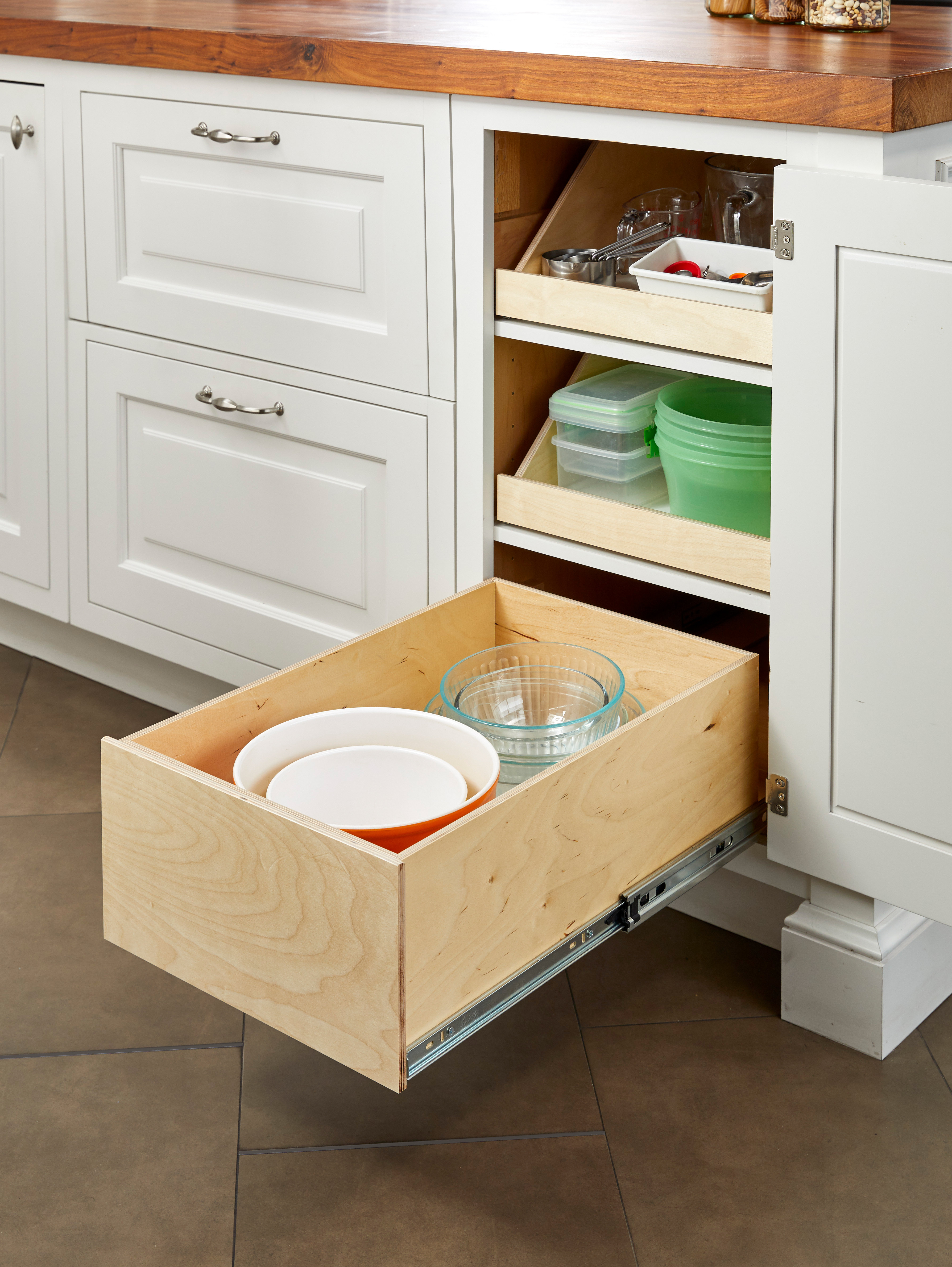 Made-to-Fit 6 in. High Side Slide-Out Shelf Full-Extension with Soft Close Choice of Wood Front
