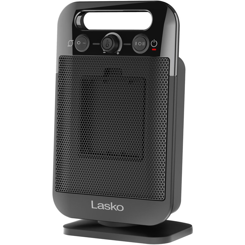 Lasko 12" Black Ceramic Electric Space Heater with Thermostat