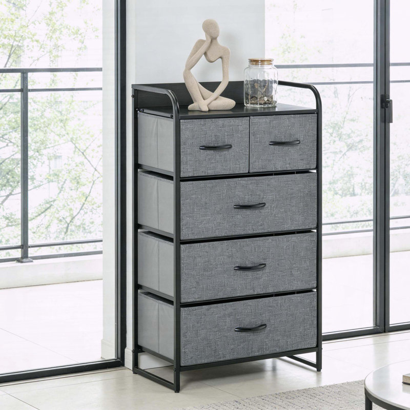 Commode de rangement chic avec tiroirs pliables, gris, Gris