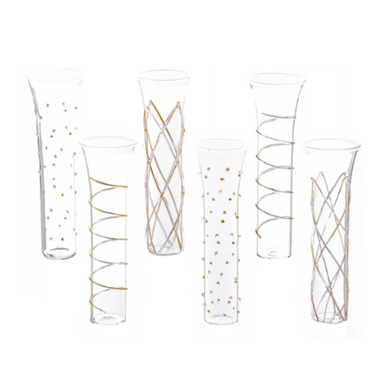 Ensemble de 6 pièces de 6 oz. Ensemble de flûtes en verre, Or