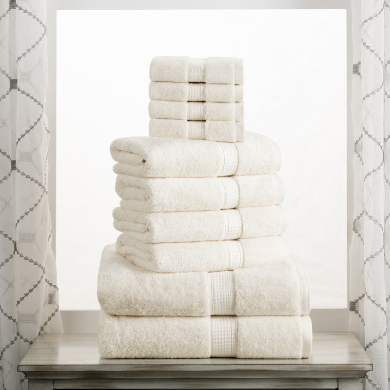 Scotia Egyptian Cotton Bath Towel Set, Cream, 10Pc Towel Set (2Bath, 4Hand, 4Face)