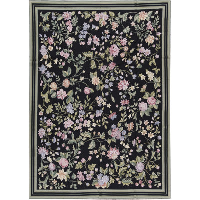 Hand-Knotted High-Quality Black Area Rug
