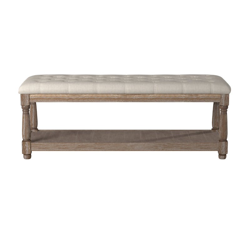 Banc de rangement rembourré avec tablettes Hetzel, Beige,  H 18,25 po x l 54 po x P 23 po