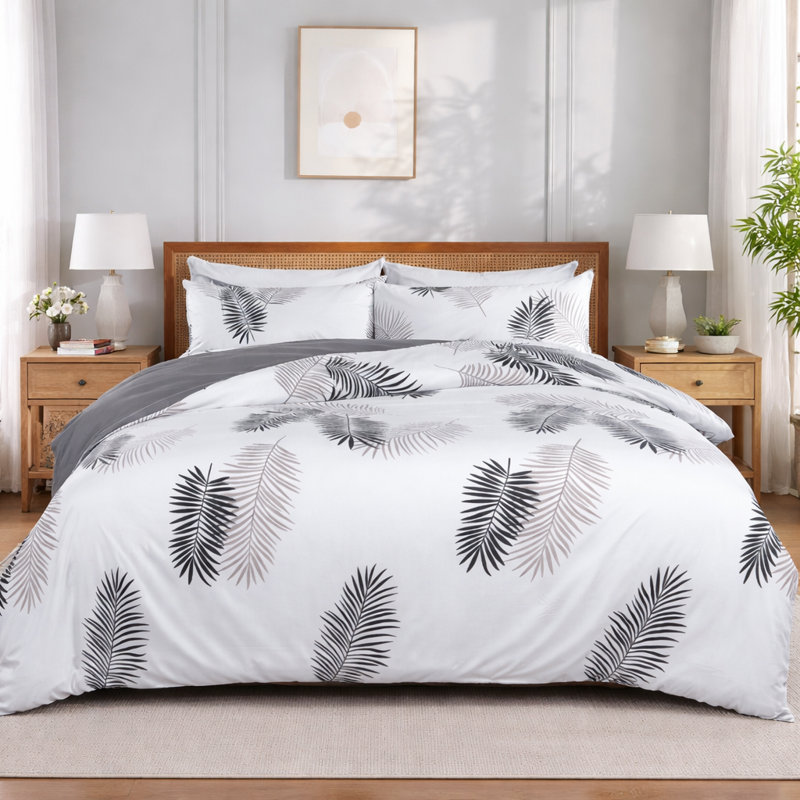 Microfiber Floral Duvet Cover Set, KING