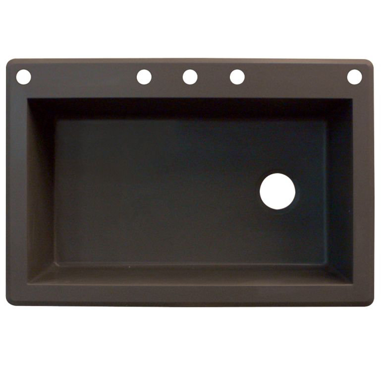 Radius 33'' L Single Bowl Granite Kitchen Sink, Espresso, 5 hole