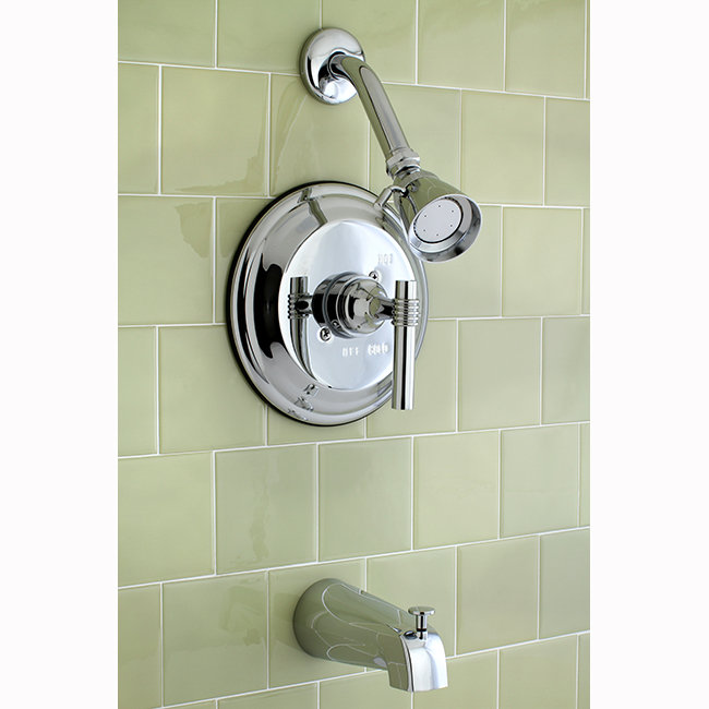 Kingston Brass Milano Single-Handle Pressure Balanced Tub and Shower Faucet, Polished Brass