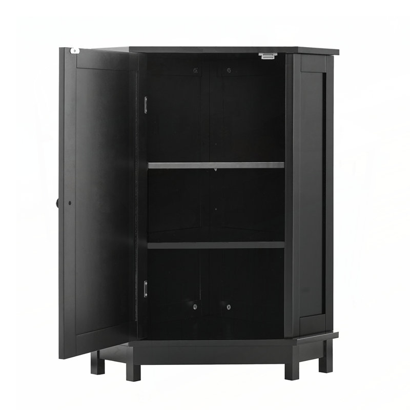 Bathroom Cabinet Triangle Corner Storage with Adjustable Shelves, Modern MDF Board Design for Efficient Space Utilization