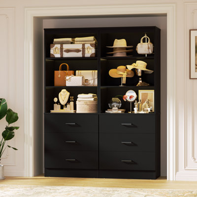47.2" Closet System with 6 Wooden Drawers