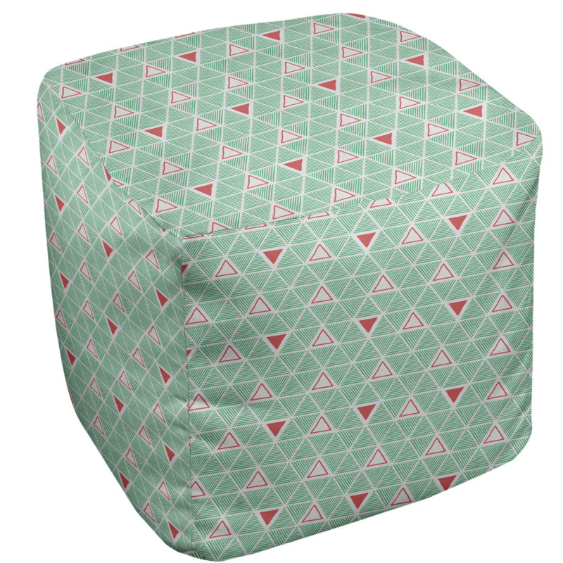 Repose-pieds à cubes triangles à la main couleur complète, Vert / Rouge