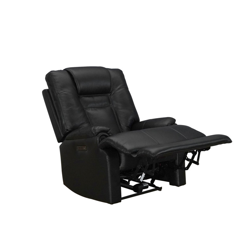 Fauteuil inclinable électrique en cuir véritable noir de 37,5 po de largeur avec appui-tête électrique
