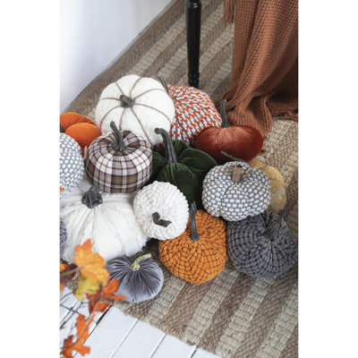 Set Of 4, 6X6x5"H Knite Pumpkin, Pumpkin Ornament Decor For Holiday Harvest Festival Fall Festival & Thanksgiving