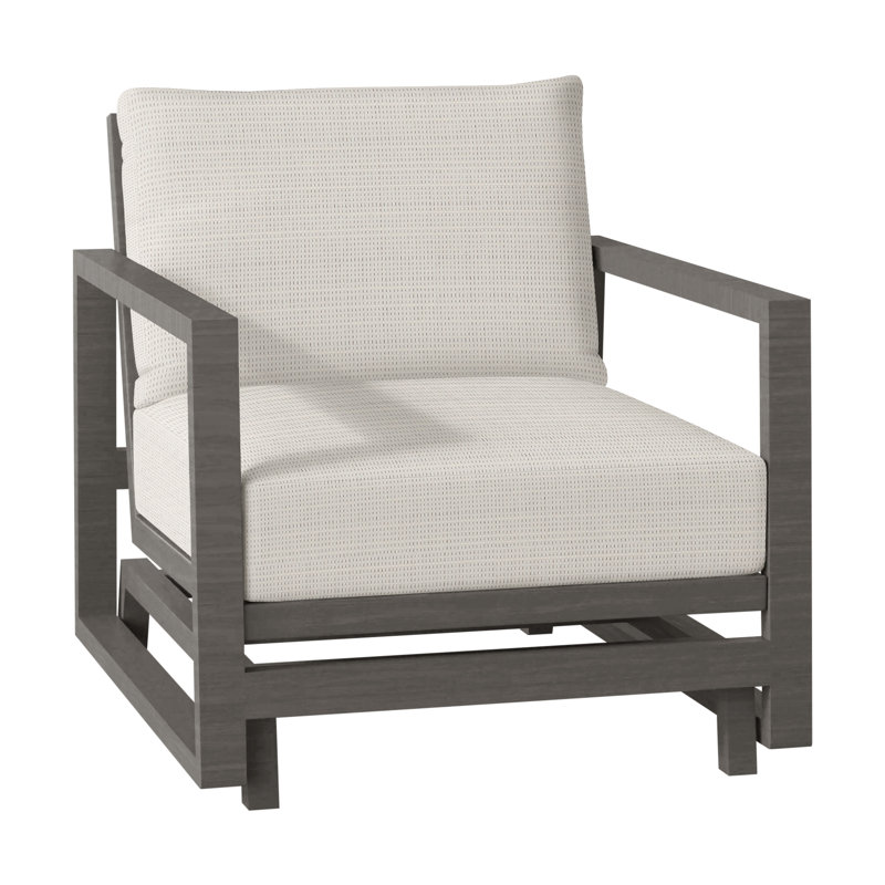Avondale Patio Lounge Chair with Cushions, Slate Grey, No Welt, Herringbone Sand