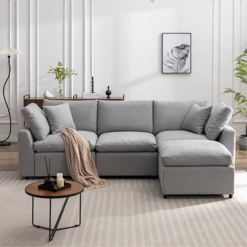 Luxurious Down Filled Convertible Sectional Sofa With Reversible Chaise And Modular Design
