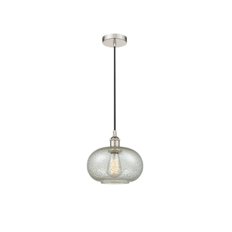 Luminaire suspendu simple à 1 lumière Bobtown, Mica, Nickel poli