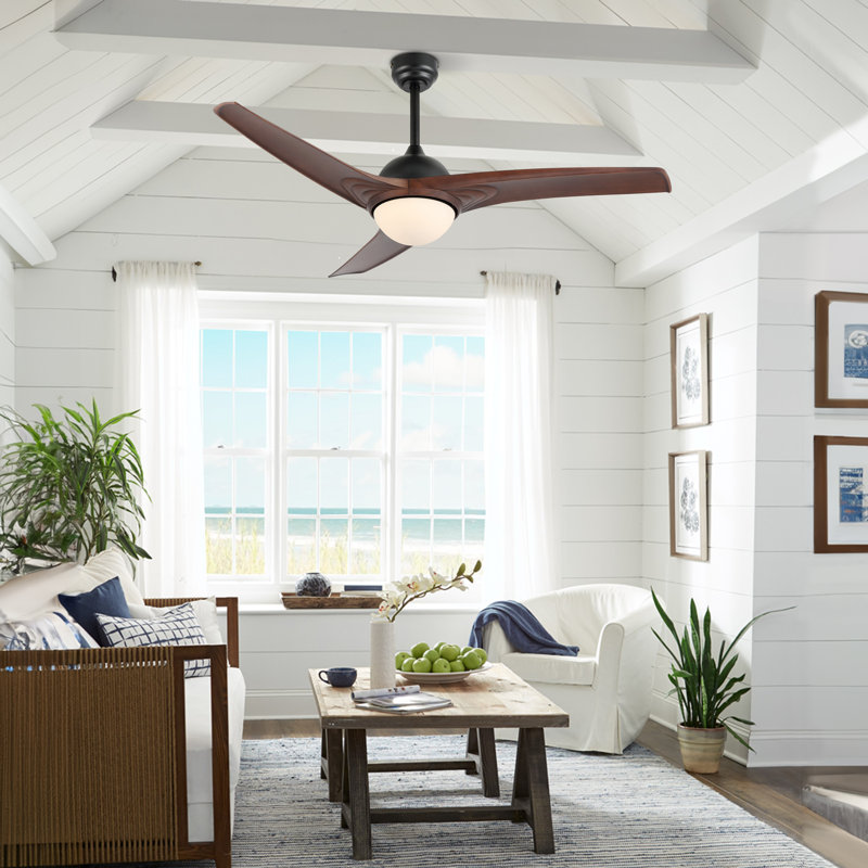 Clorice 52'' Ceiling Fan with LED Lights, Light Brown