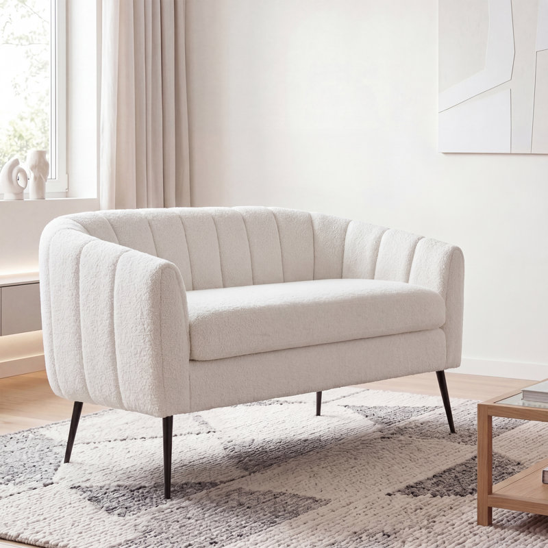 2 Seater Chenille Loveseat, Ivory
