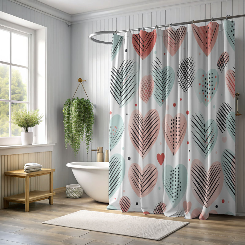 Romantic Design - Premium Shower Curtain, 74"H x 71"W