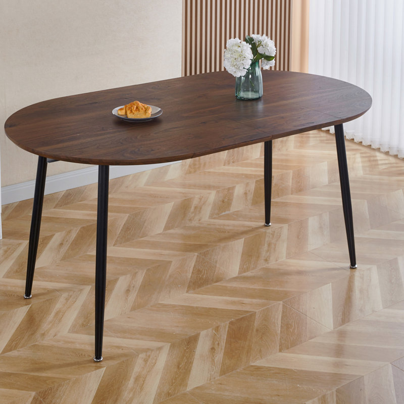 Table extensible, table à manger, table de bureau, table basse, pieds en métal noir, plateau de couleur noyer