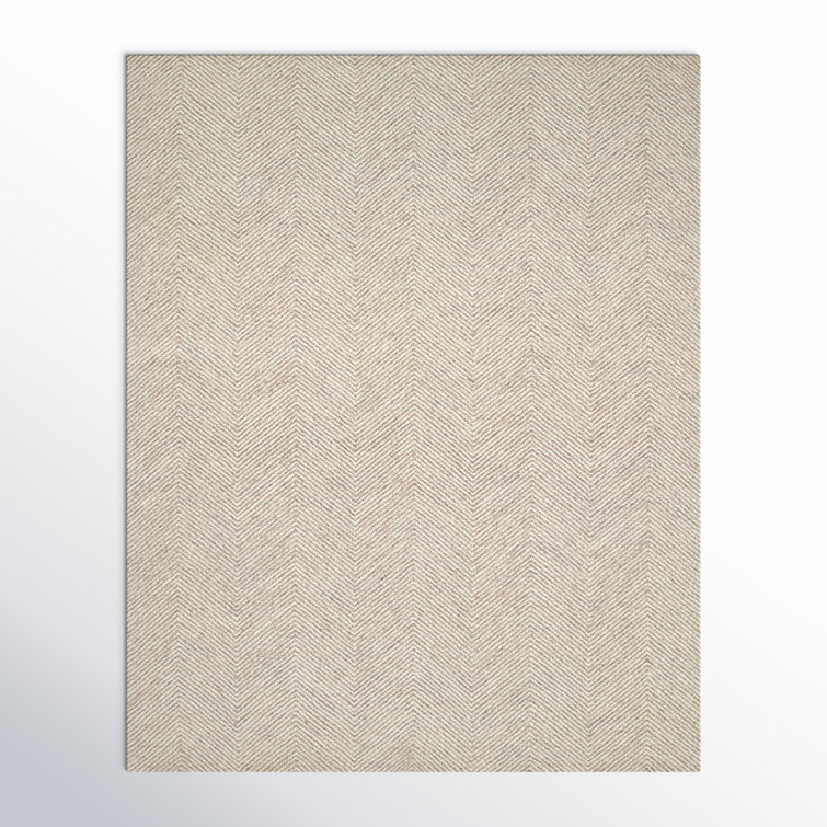 Wheaton Chevron Handmade Tufted Wool Taupe Area Rug