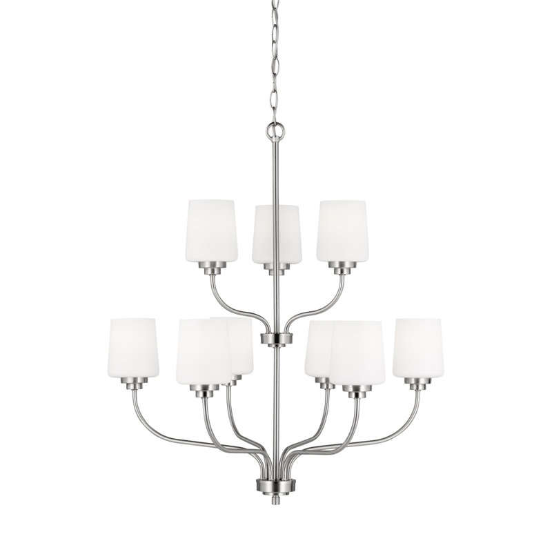 Windom 9 - Light Dimmable Classic / Traditional Chandelier, Brushed Nickel, No