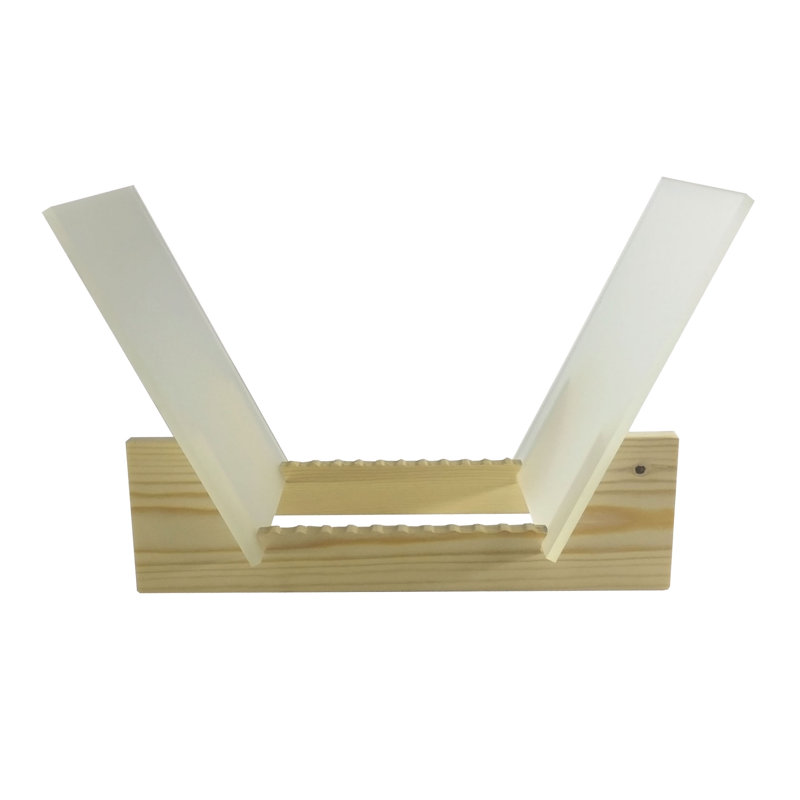 Vinyl Record Storage Album Display Holder LP Organizer Tabletop LP Stand Pine Base, 7" H x 7." W x 10" D, Frost
