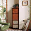 Commode d'appoint rétro tissée en rotin