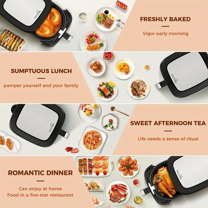 KitCook 7 Quart Air Fryer with Digital Touchscreen, 8 Presets, Adjustable Temperature 100 to 400°F