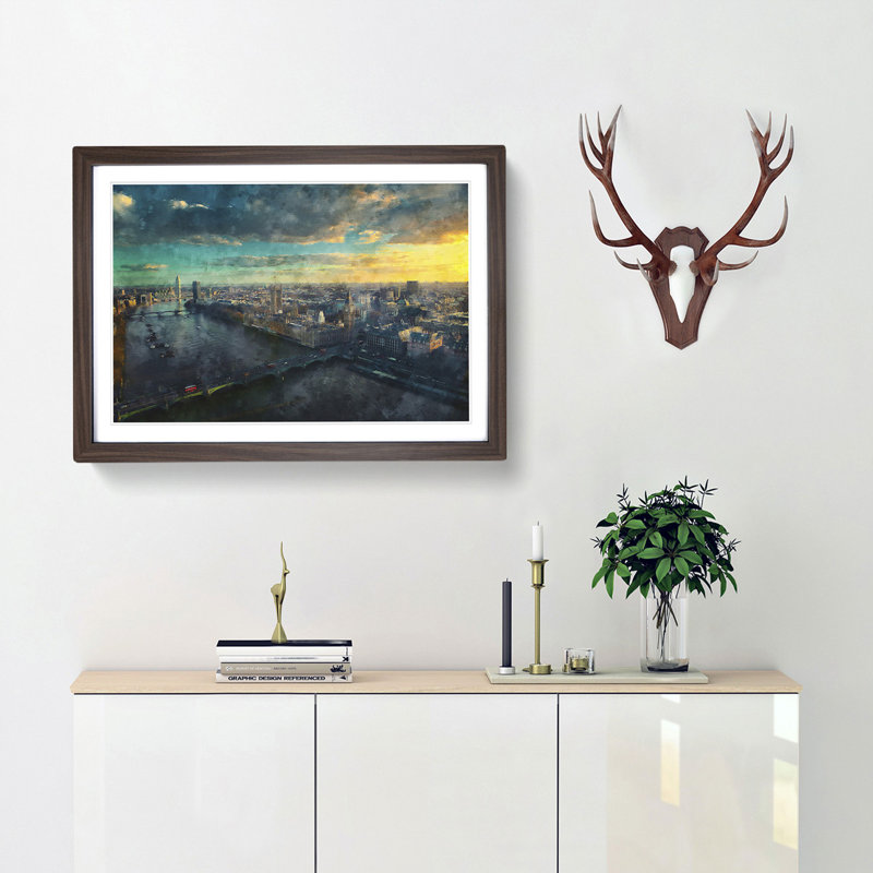 Big Ben & The London Skyline Framed Print, 48cm H x 65cm W x 2cm D, Walnut Framed