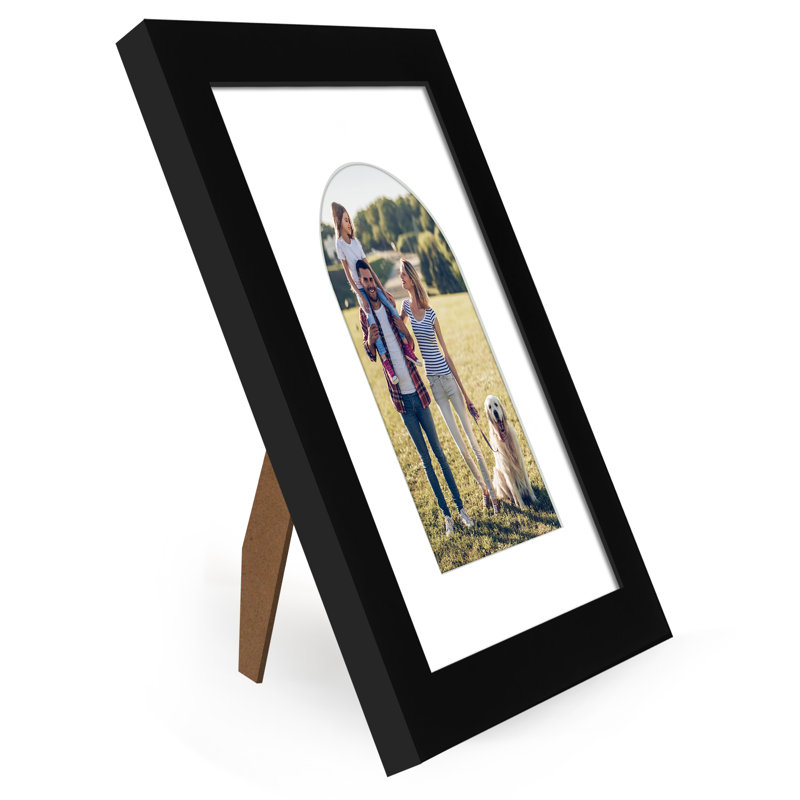 Cadre photo avec tapis en forme d'arche - Idéal pour toute pièce, salon, dortoir, Black, 6" x 8"